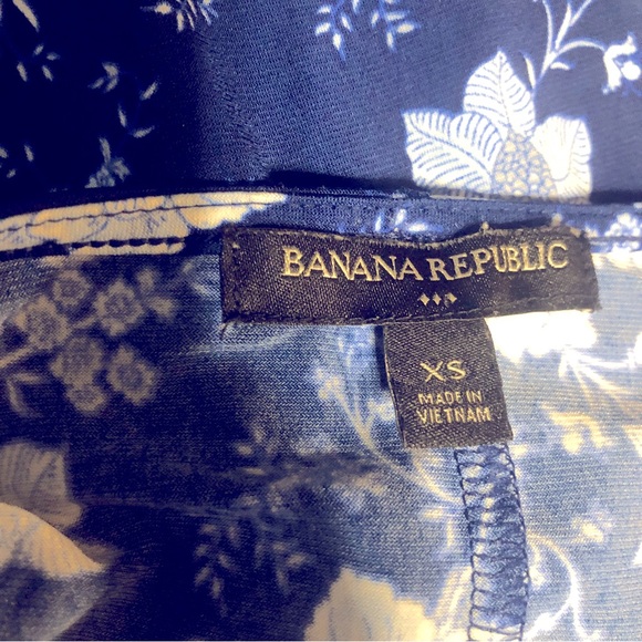 Banana Republic Blue Floral Faux Wrap Tie Waist Sleeveless Stretch Midi Dress XS - Picture 8 of 9